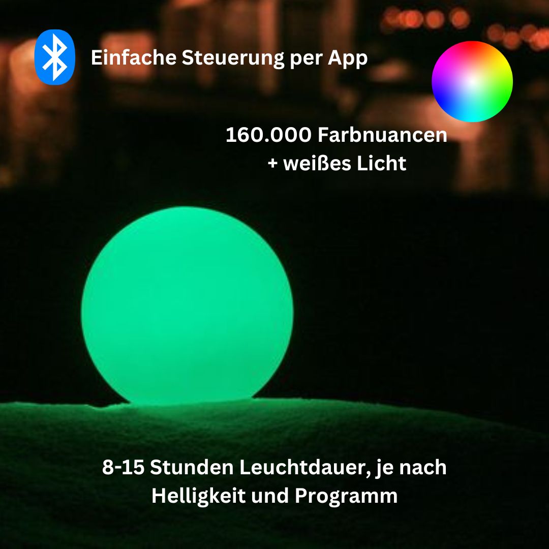 BALL kabellose, bruchfeste, schwimmfähige Lichtkugel von Smart and Green Ø35cm