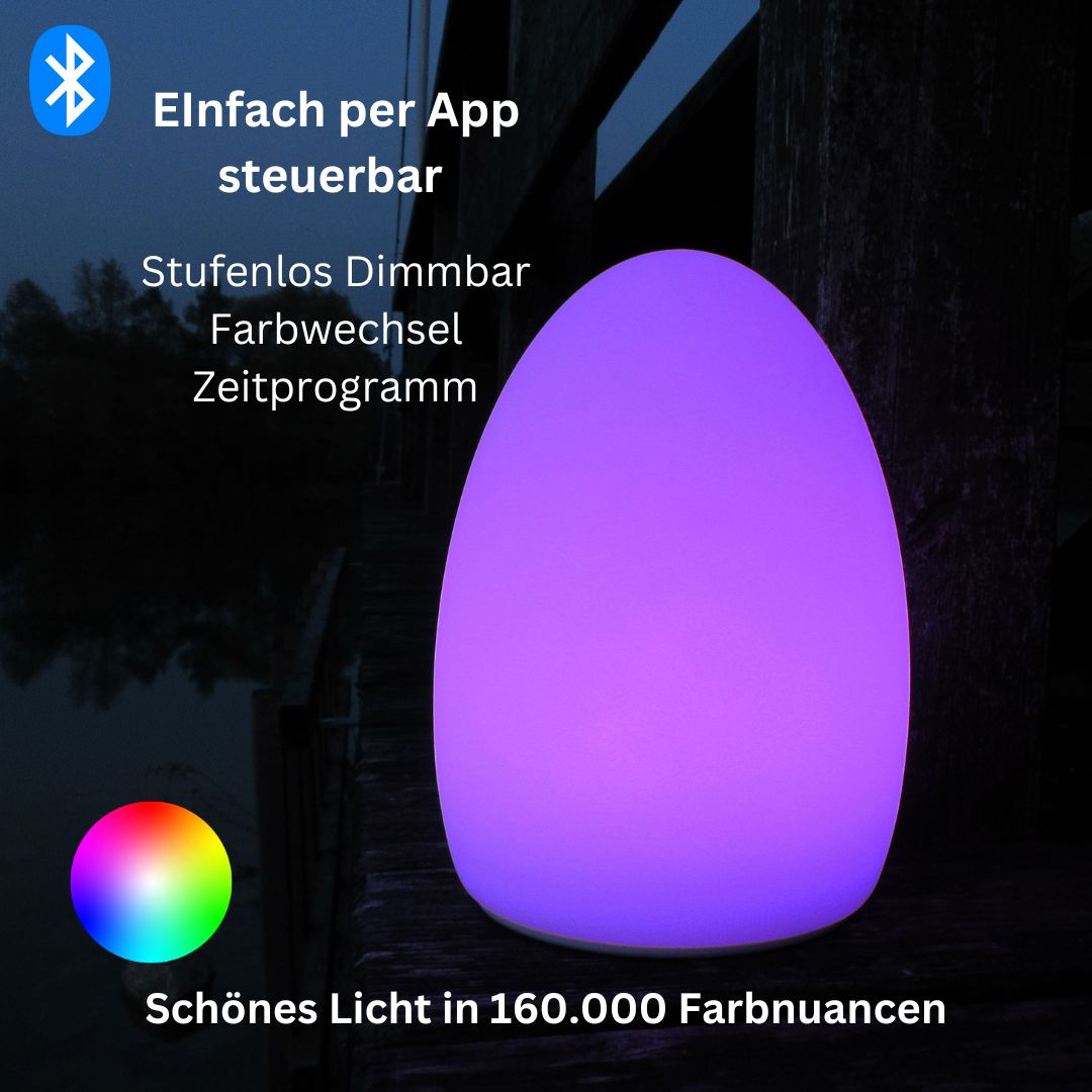 EGG - kabellose, lichtstarke Outdoor-Tischleuchte